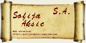 Sofija Aksić vizit kartica